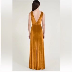 Jenny Yoo Logan Deep-V Velvet Column Gown